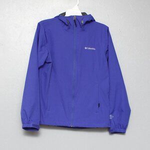 Columbia full zip hooded water resistant blue rain outdoor jacket